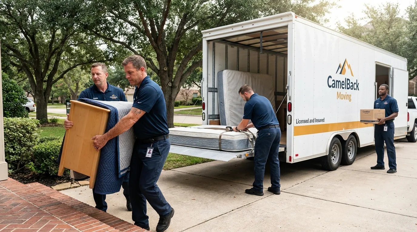Crew loading residential truck for cross-state move from Belington, WV