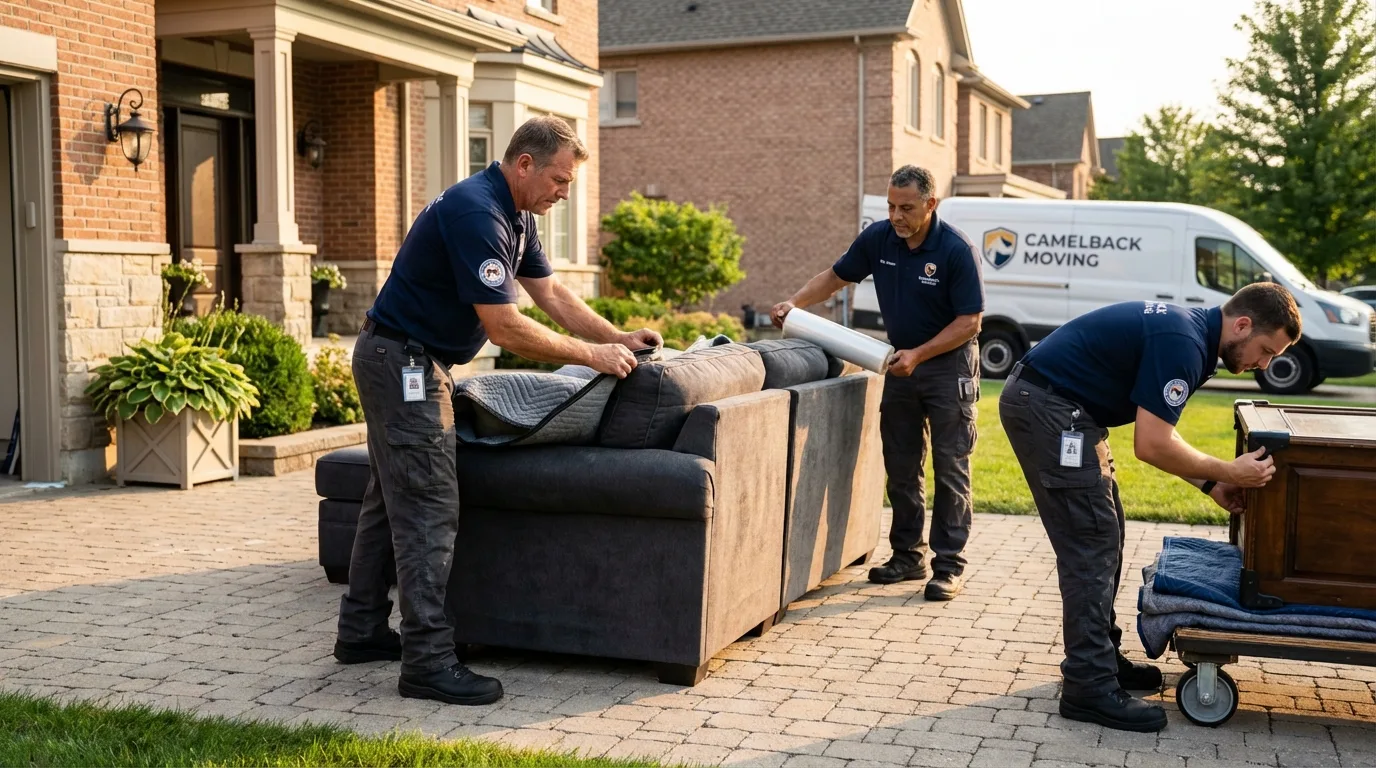 Large estate moving crew wrapping furniture in Belington, WV